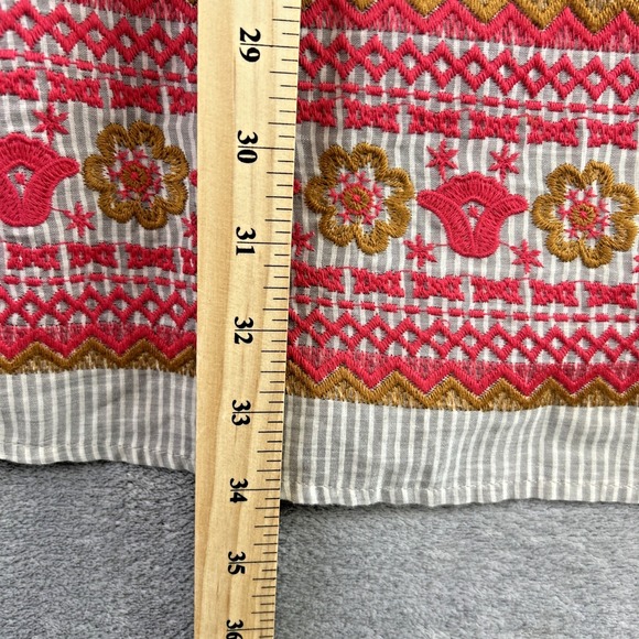 THML XS Sleeveless Embroidery Tassels Sun Dress Trim Grey Stripe Boho Festival - Picture 6 of 10